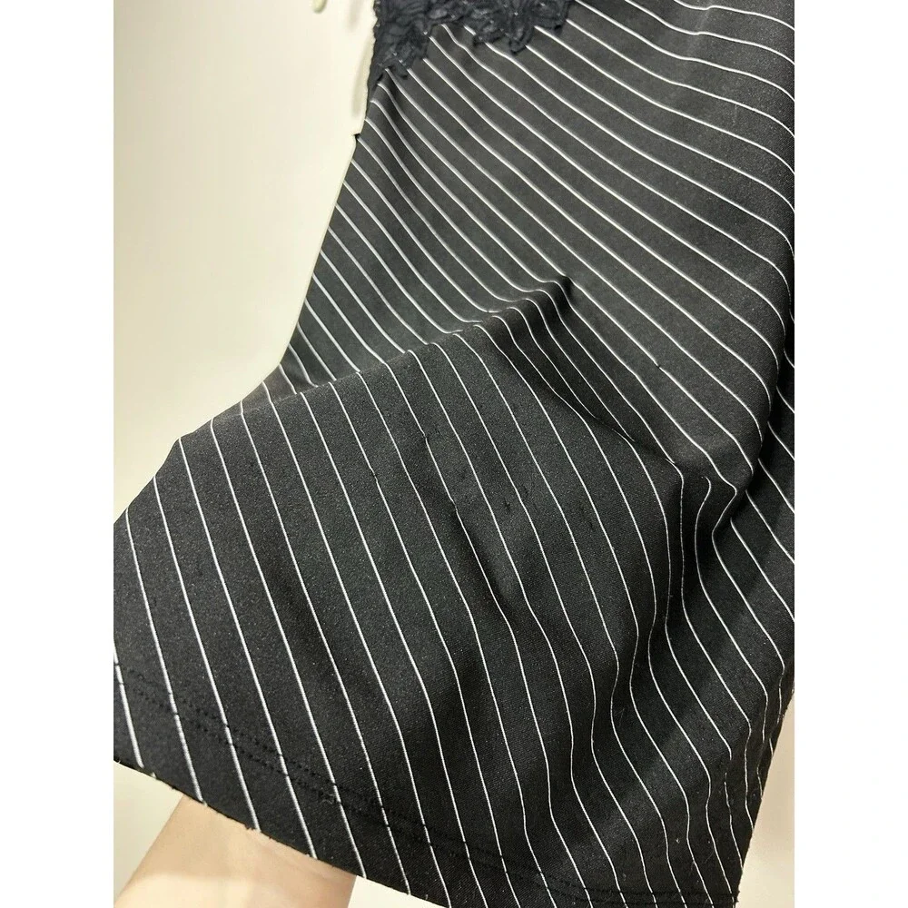Vtg Charlotte Russe Striped Tank Top Black Lace Whimsigoth Y2K Grunge L - Picture 7 of 9